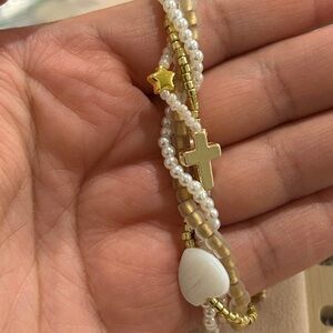 4in1 Gold and White Beaded Bracelet